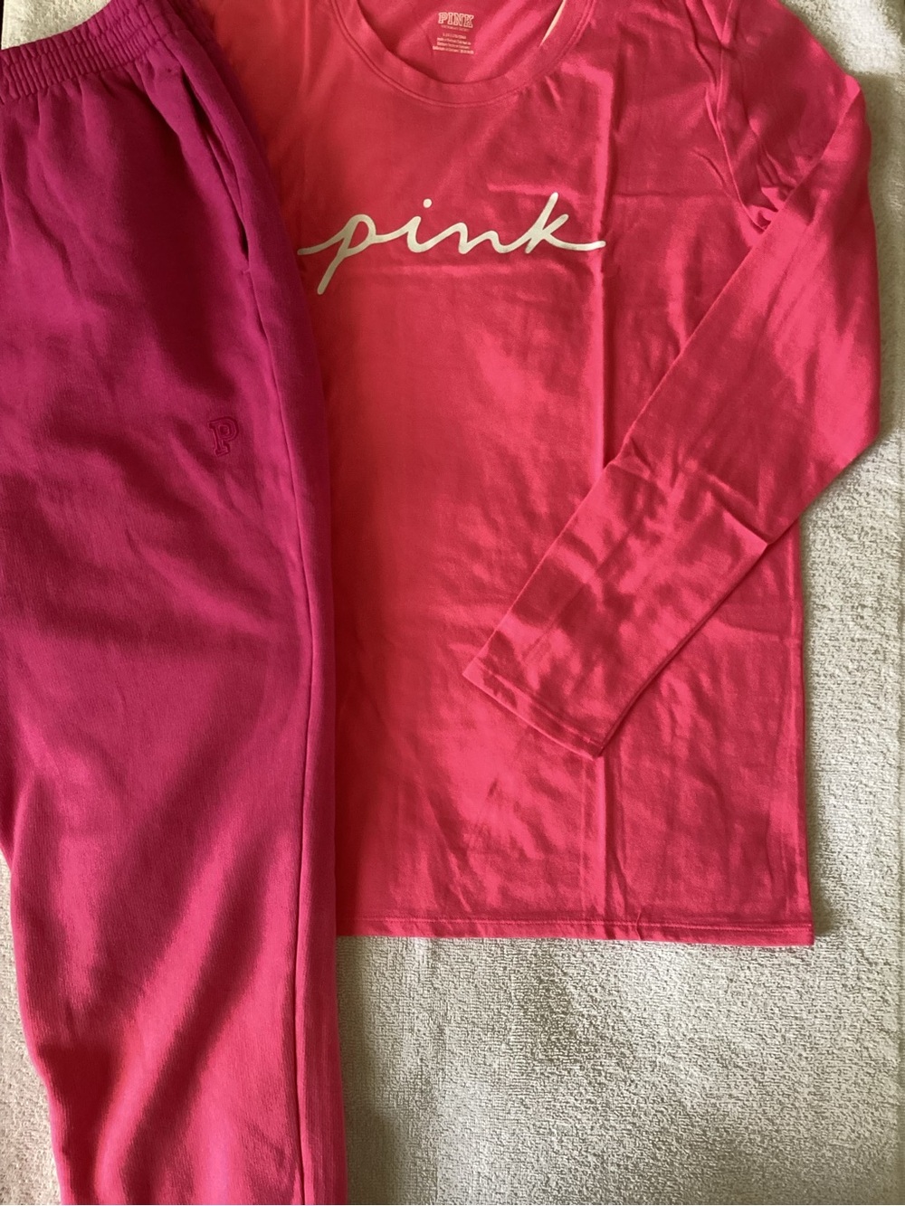 Victoria’s Secret PINK LS Shirt Ombré Dip Dye Campus Joggers Sweatpants L NWT